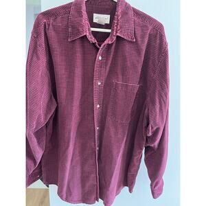 Eddie Bauer Mens L Cotton Corduroy Checked Shirt Button Up Casual Fall/Winter